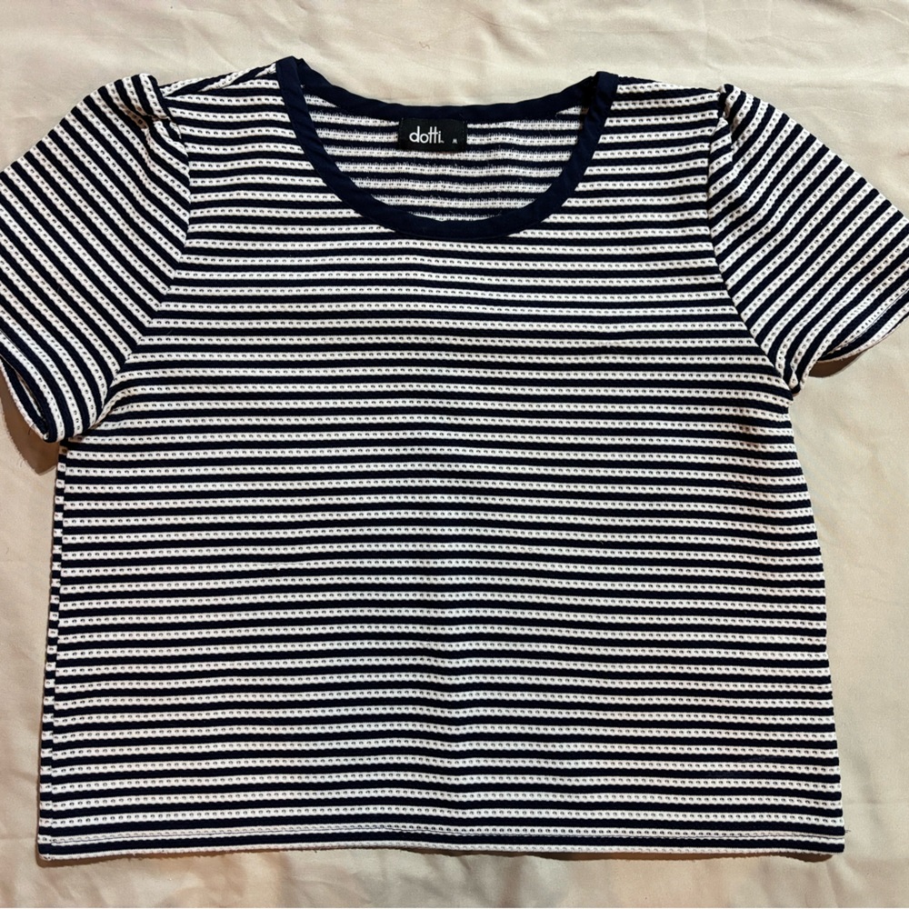 Dotti Black and White Striped Crop Top